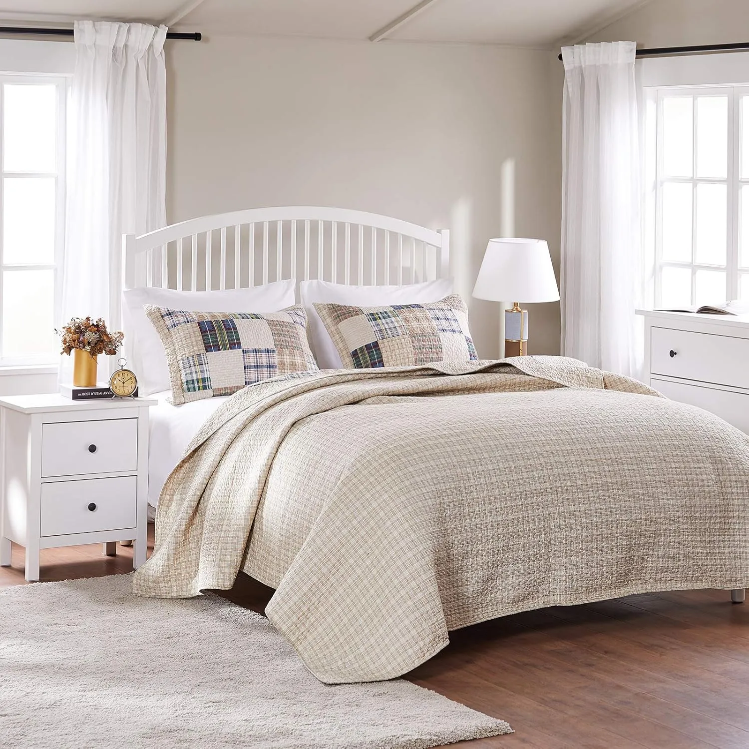 Greenland Home Oxford Quilt Set, Full/Queen, Multicolor, 3 Piece