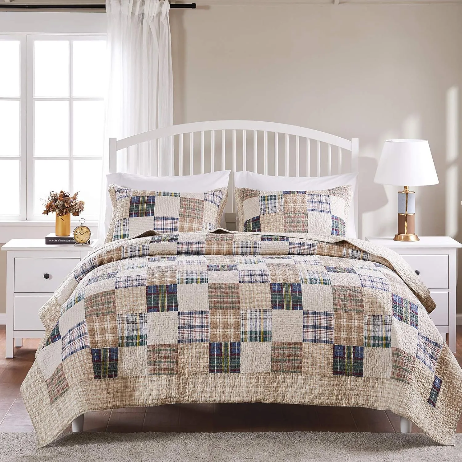 Greenland Home Oxford Quilt Set, Full/Queen, Multicolor, 3 Piece
