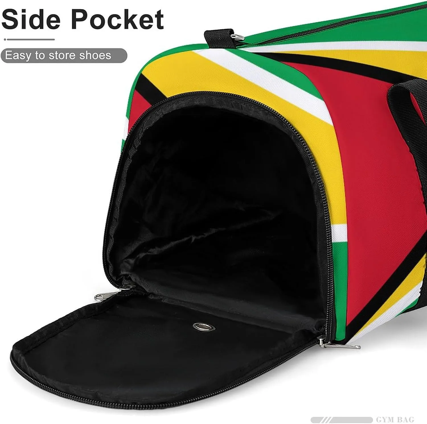 Guyana Flag Gym Duffel for Boys Girls with Shoe Compartment Travel Weekender
