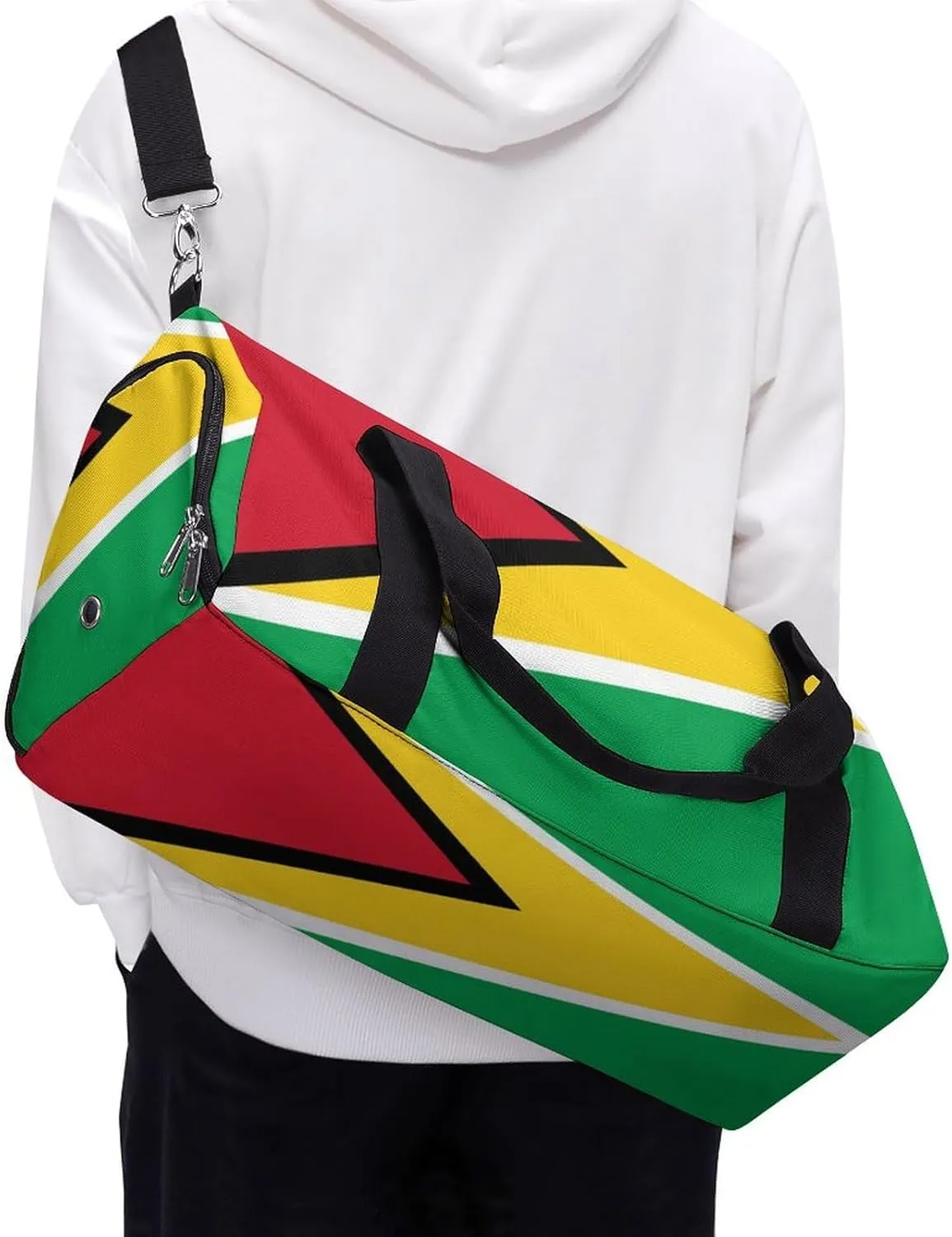 Guyana Flag Gym Duffel for Boys Girls with Shoe Compartment Travel Weekender
