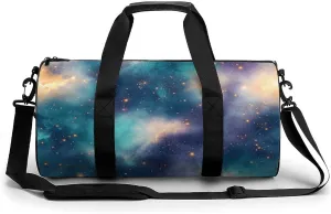 Gym Bag 17in for Men Women, Waterproof Foldable Sports Organizer, Durable Workout Travel Duffle Bag, Cosmic Twilight-35