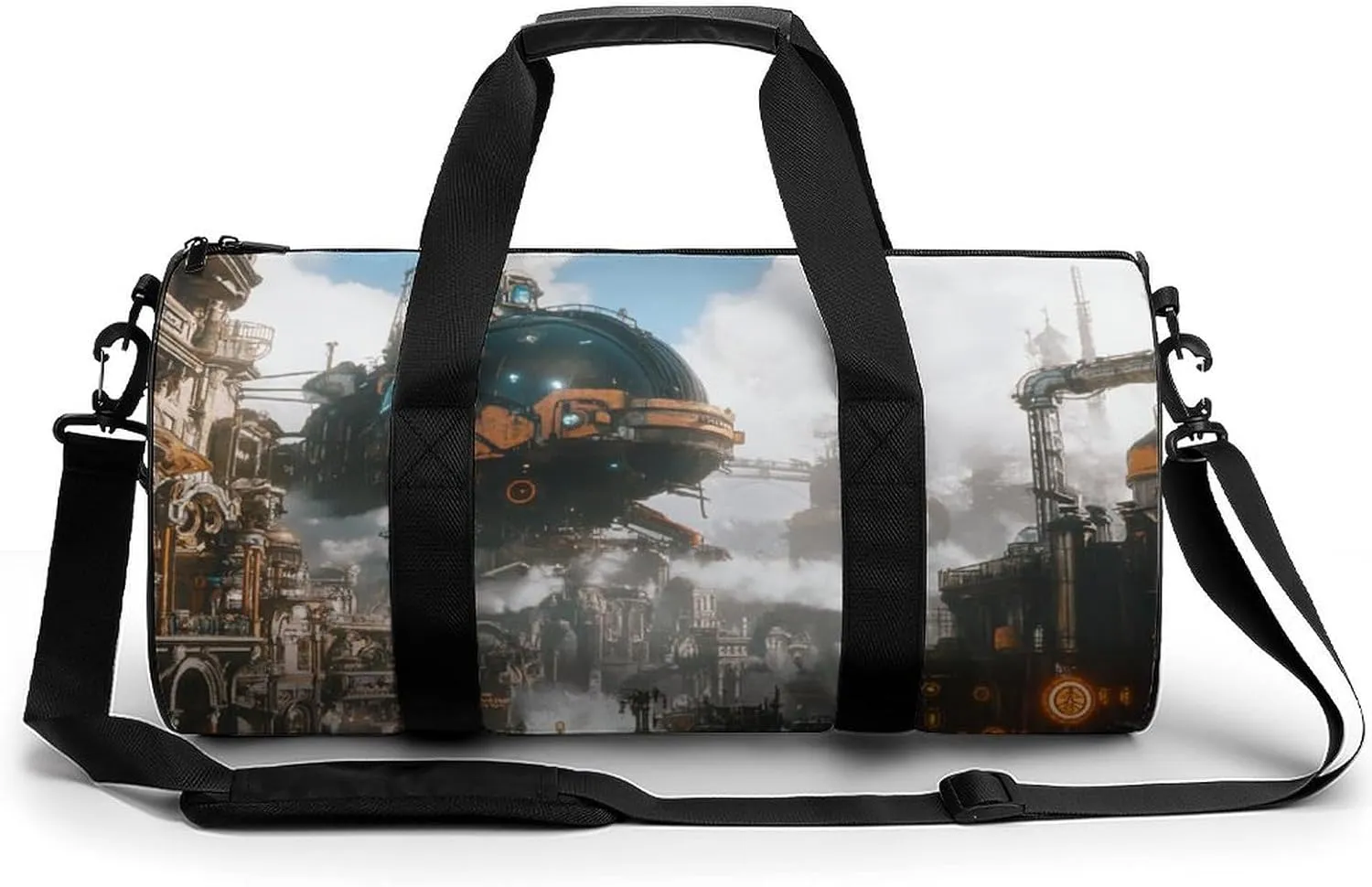 Gym Bag 17in for Men Women, Waterproof Foldable Sports Organizer, Durable Workout Travel Duffle Bag, Gear-Driven Battle-196