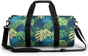 Gym Bag 17in for Men Women, Waterproof Foldable Sports Organizer, Durable Workout Travel Duffle Bag, Tropical Shadows-50