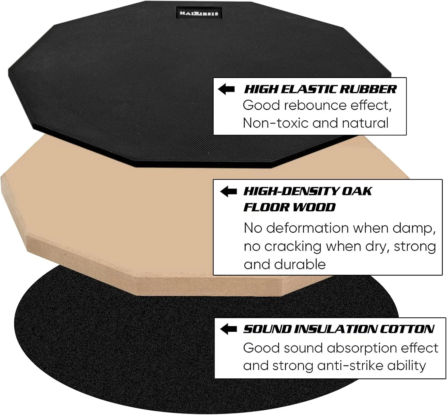 HAIRIESIS Snare Drum Practice Pad,12-Inch Practice Drum Pad,Double Sided Silent Drum Pad and Sticks,Drum Pads Carry Bag