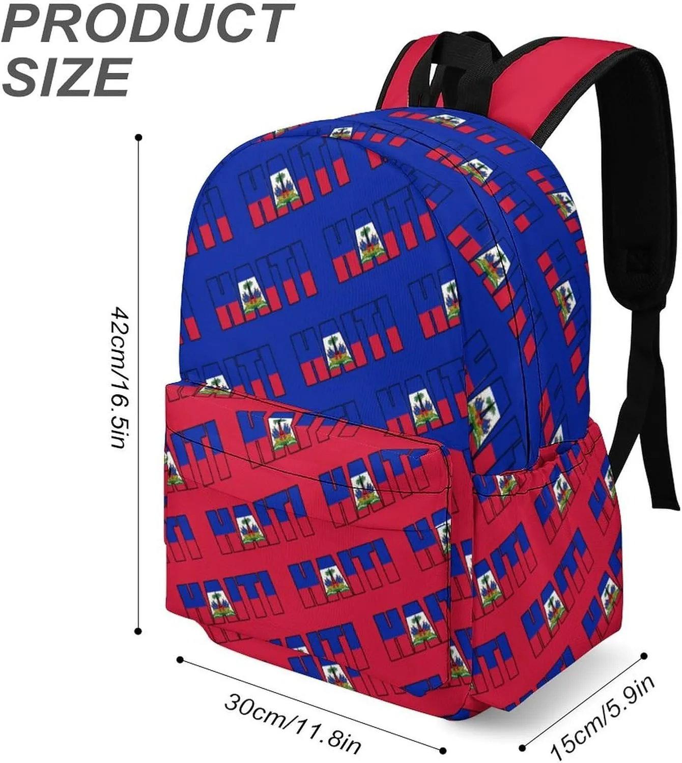Haitian Flag Backpacks Multiple Pockets Knapsack Shoulder Bag Compartment Backpack Travel Hiking Camping for Men Women 2025