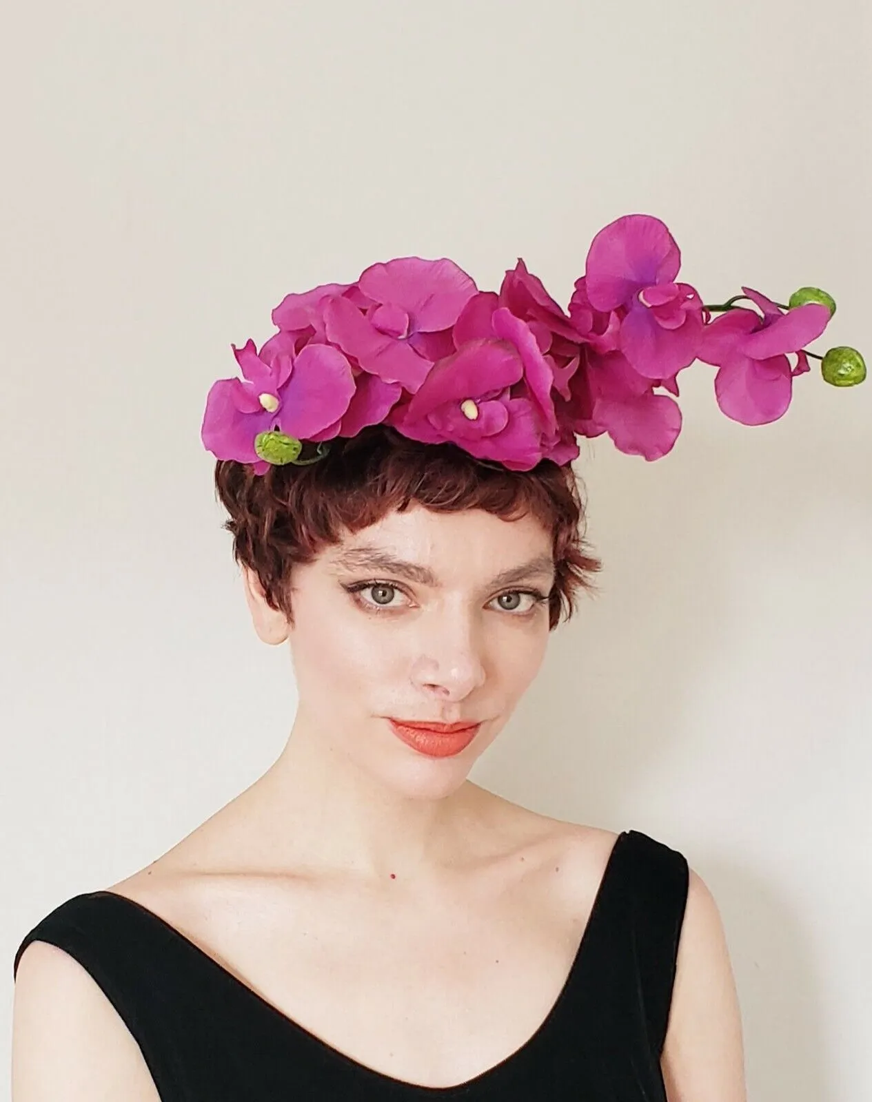 Handmade Floral Fascinator Pink Orchid Flower Hat Headpiece Debra Shirley