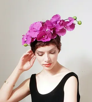 Handmade Floral Fascinator Pink Orchid Flower Hat Headpiece Debra Shirley
