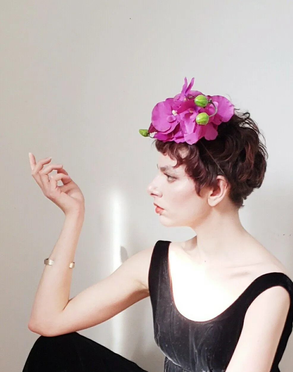 Handmade Floral Fascinator Pink Orchid Flower Hat Headpiece Debra Shirley