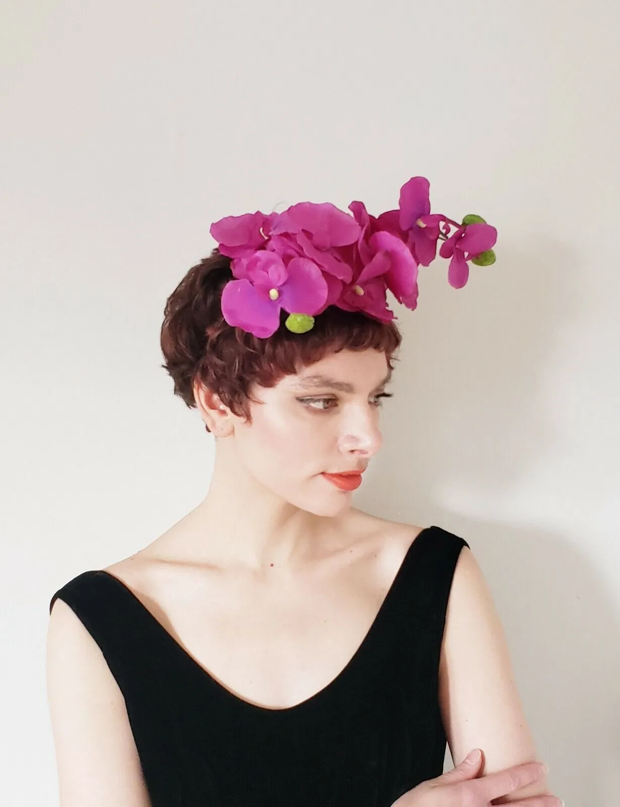 Handmade Floral Fascinator Pink Orchid Flower Hat Headpiece Debra Shirley
