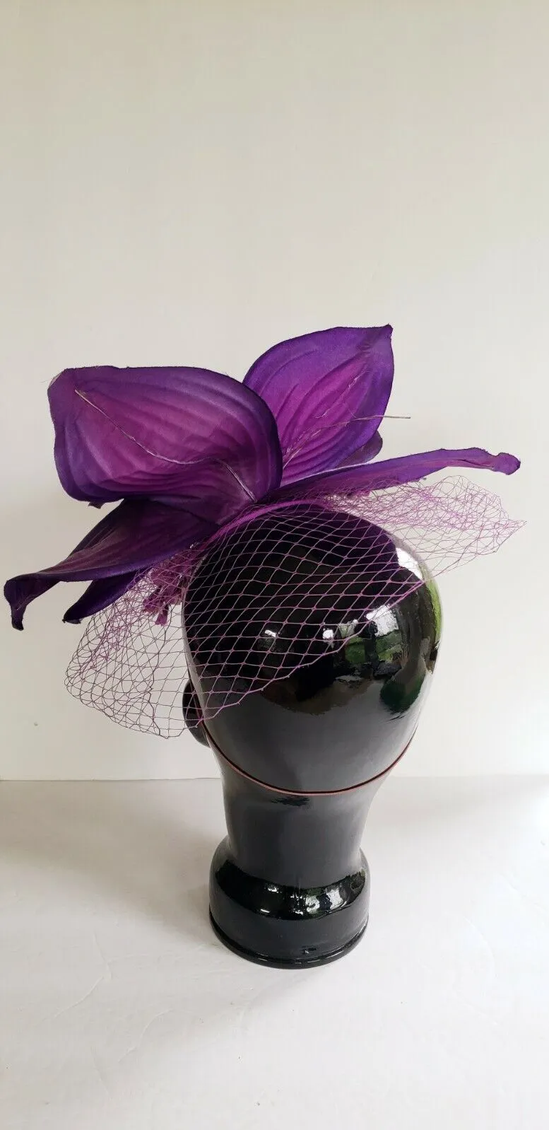 Handmade Floral Fascinator Purple Pink Large Flower Headpiece Artisinal Milliner