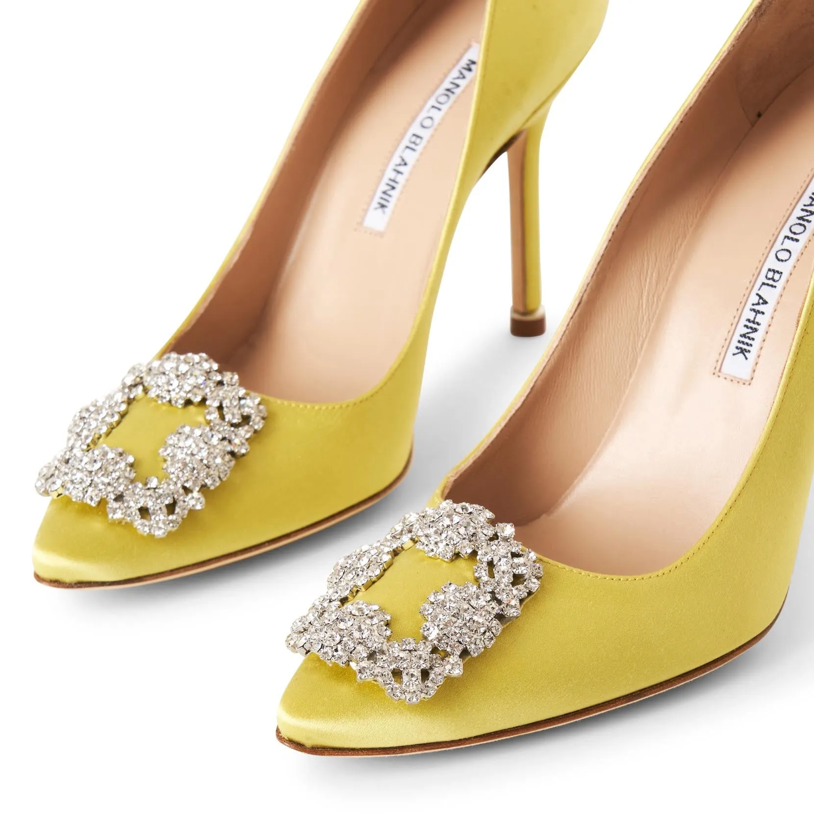 Hangisi 105 chartreuse satin pumps