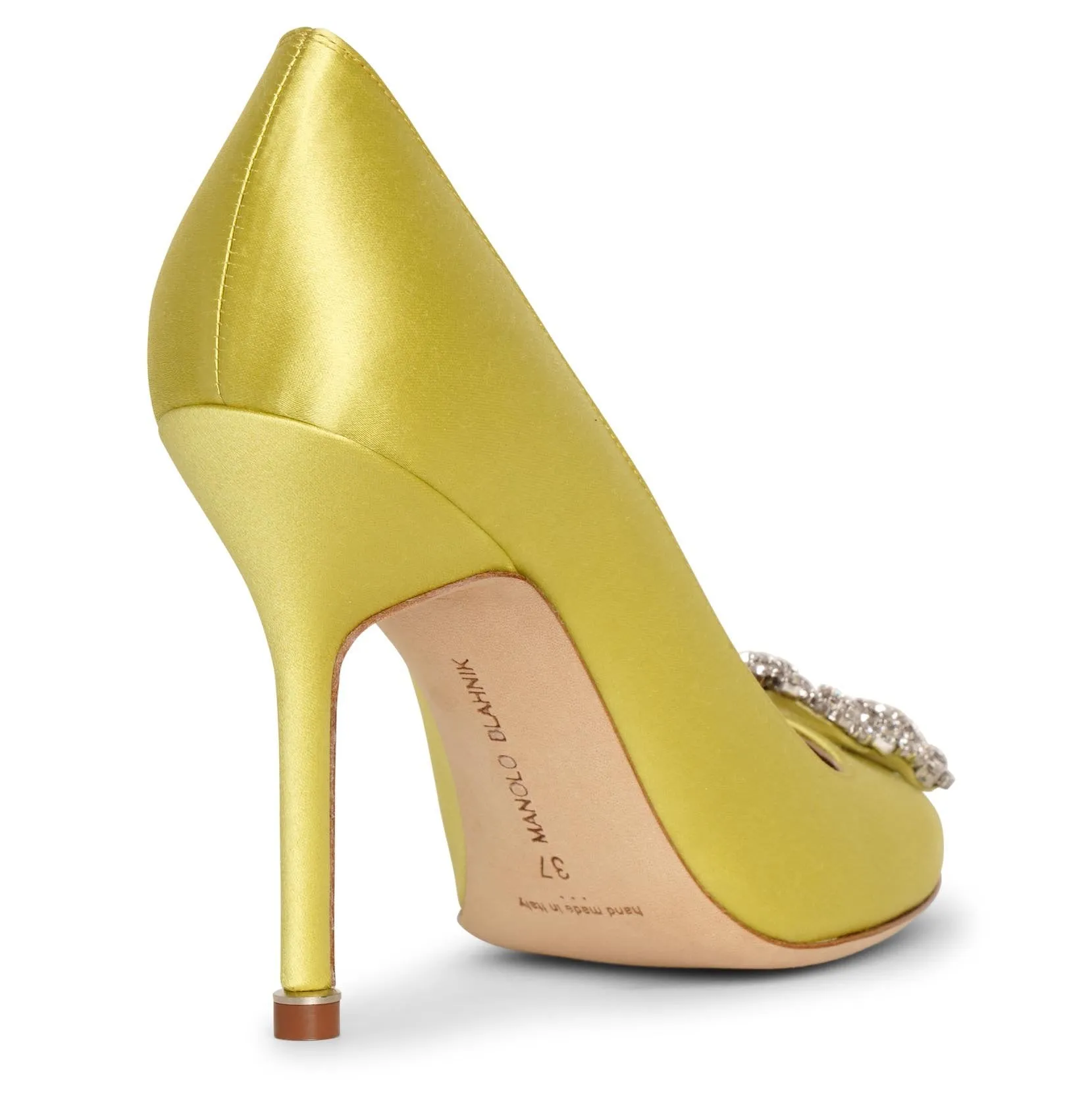 Hangisi 105 chartreuse satin pumps