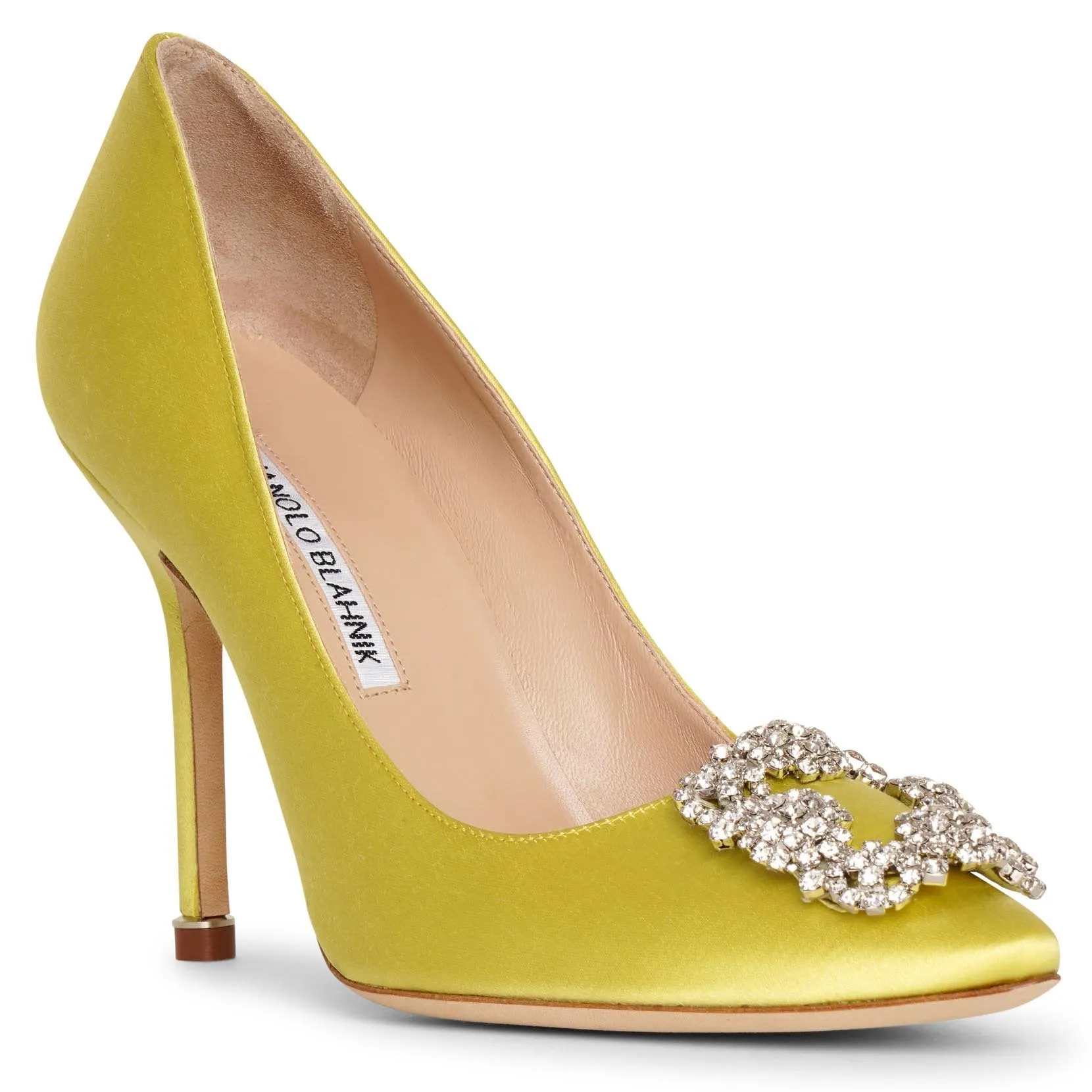 Hangisi 105 chartreuse satin pumps