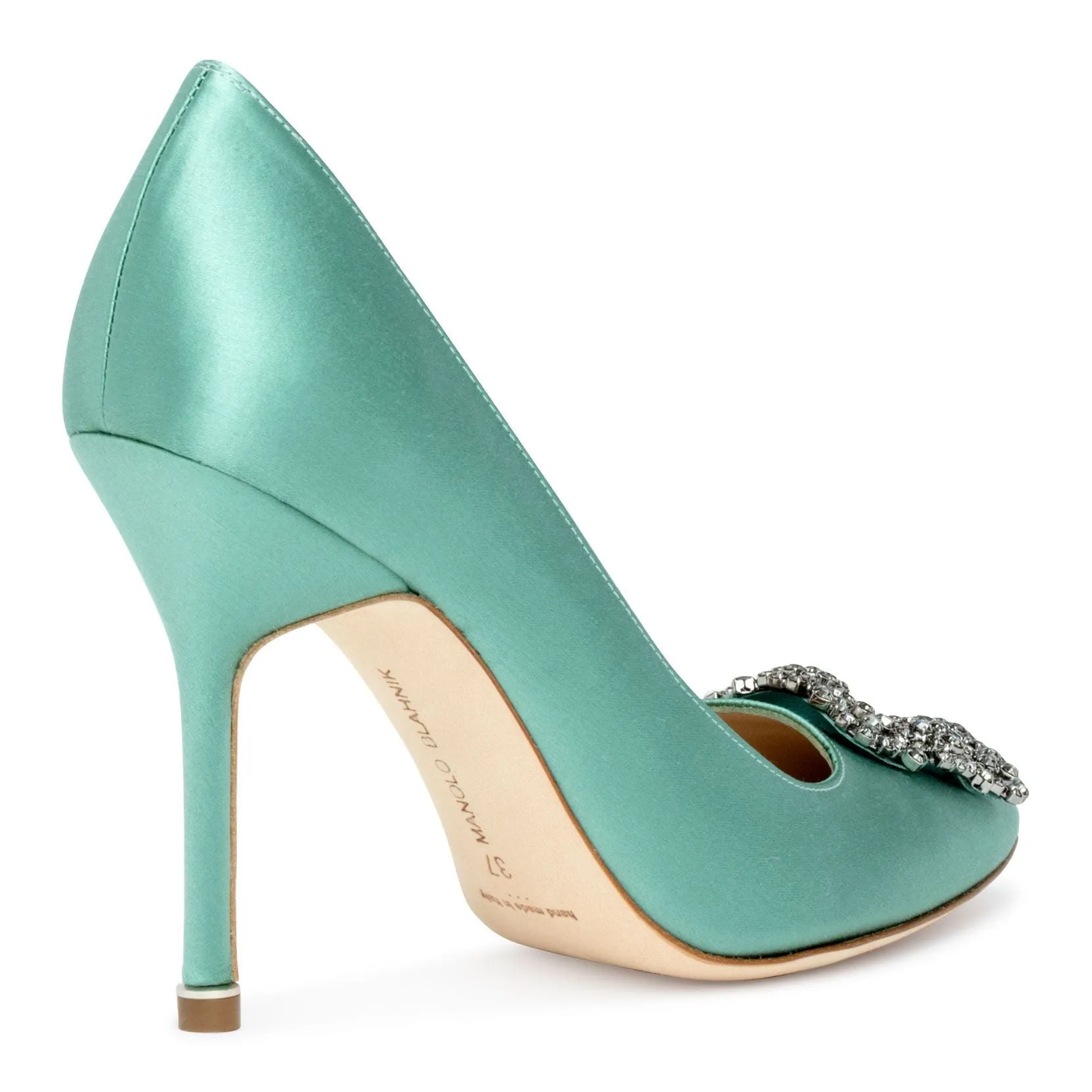 Hangisi 105 satin green FMC pumps