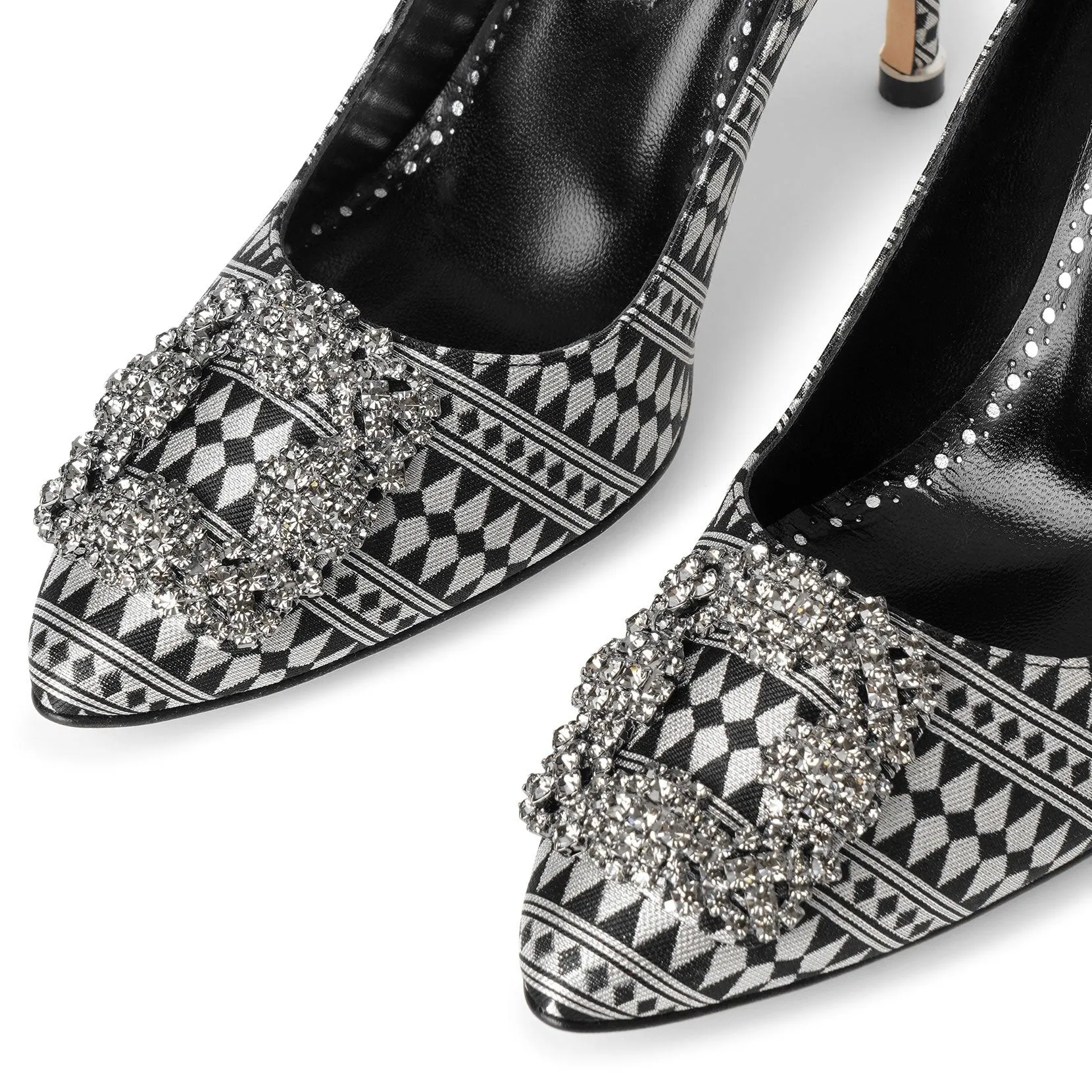 Hangisi 105 silver jacquard pumps