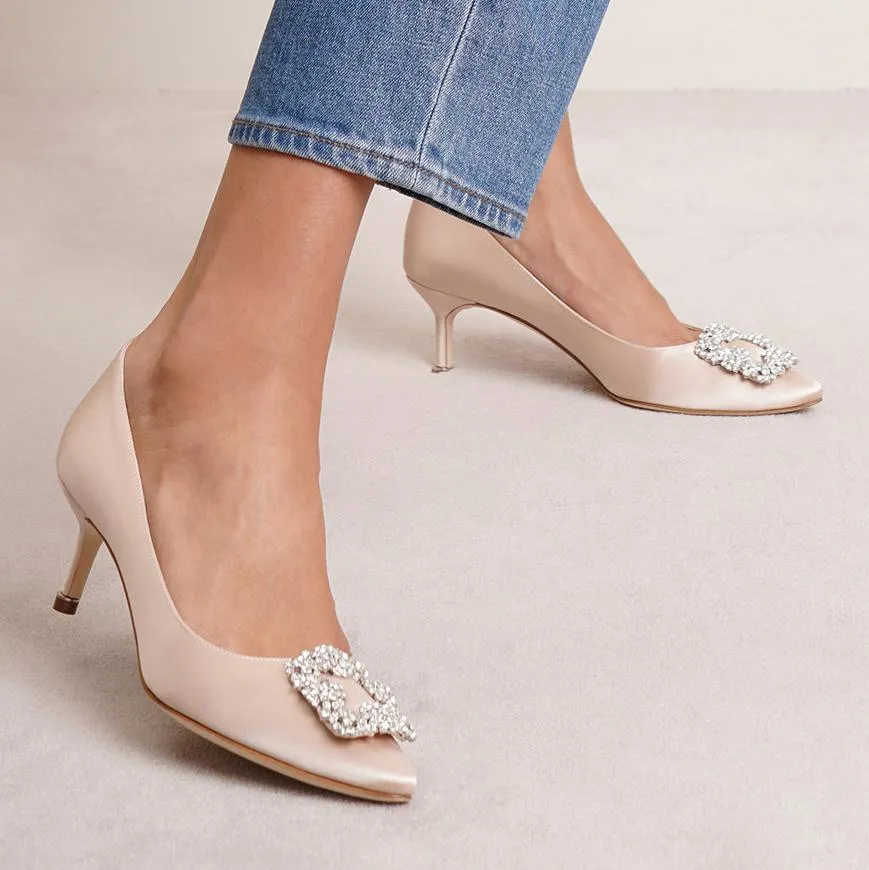 Hangisi 50 nude satin pumps