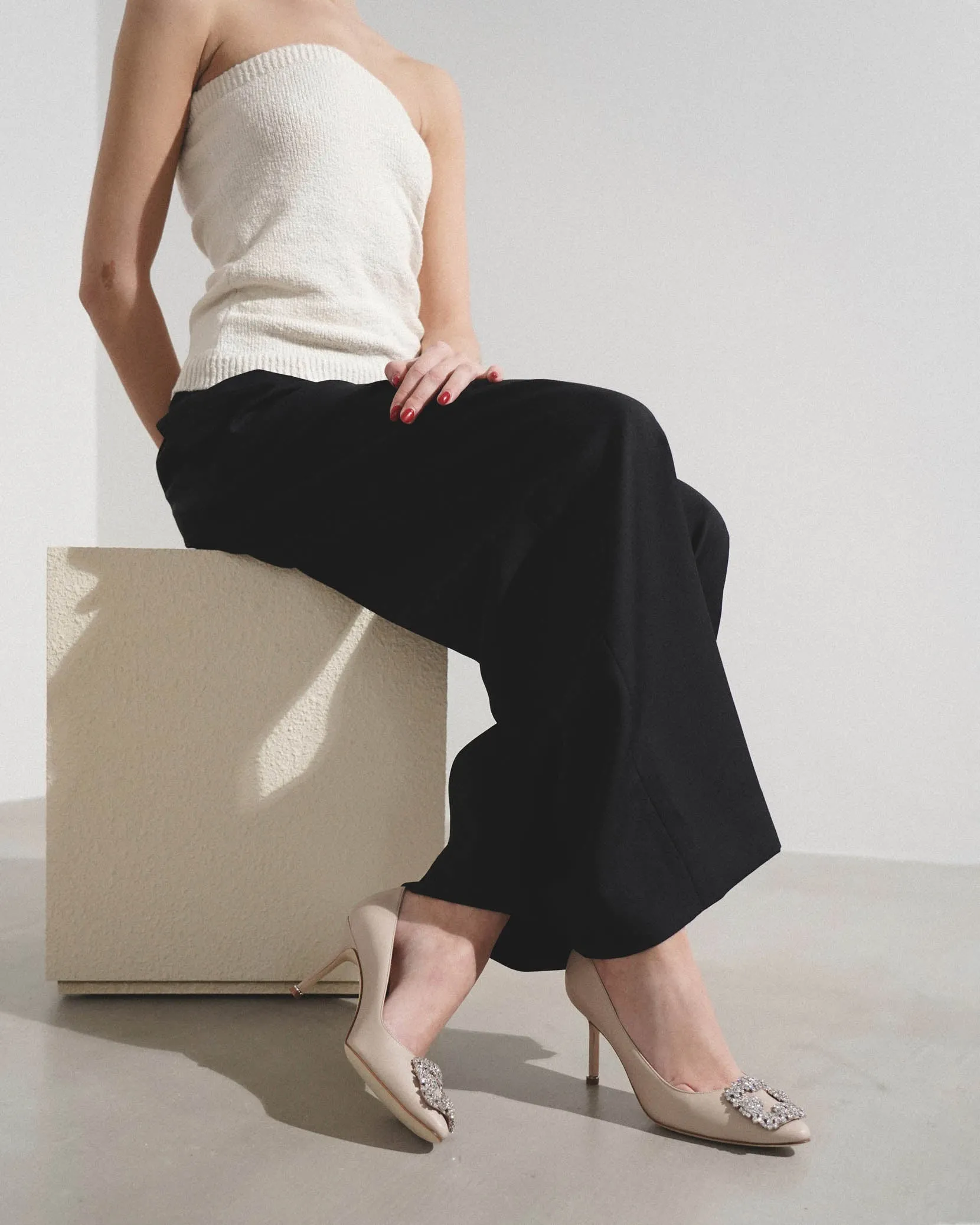 Hangisi 70 beige leather pumps