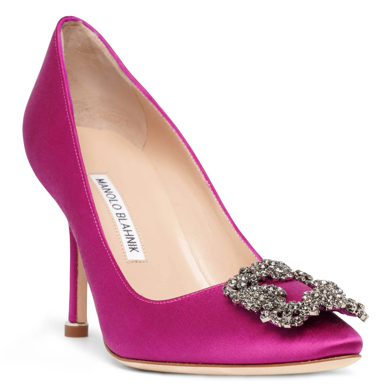 Hangisi 90 dark fuchsia satin pumps