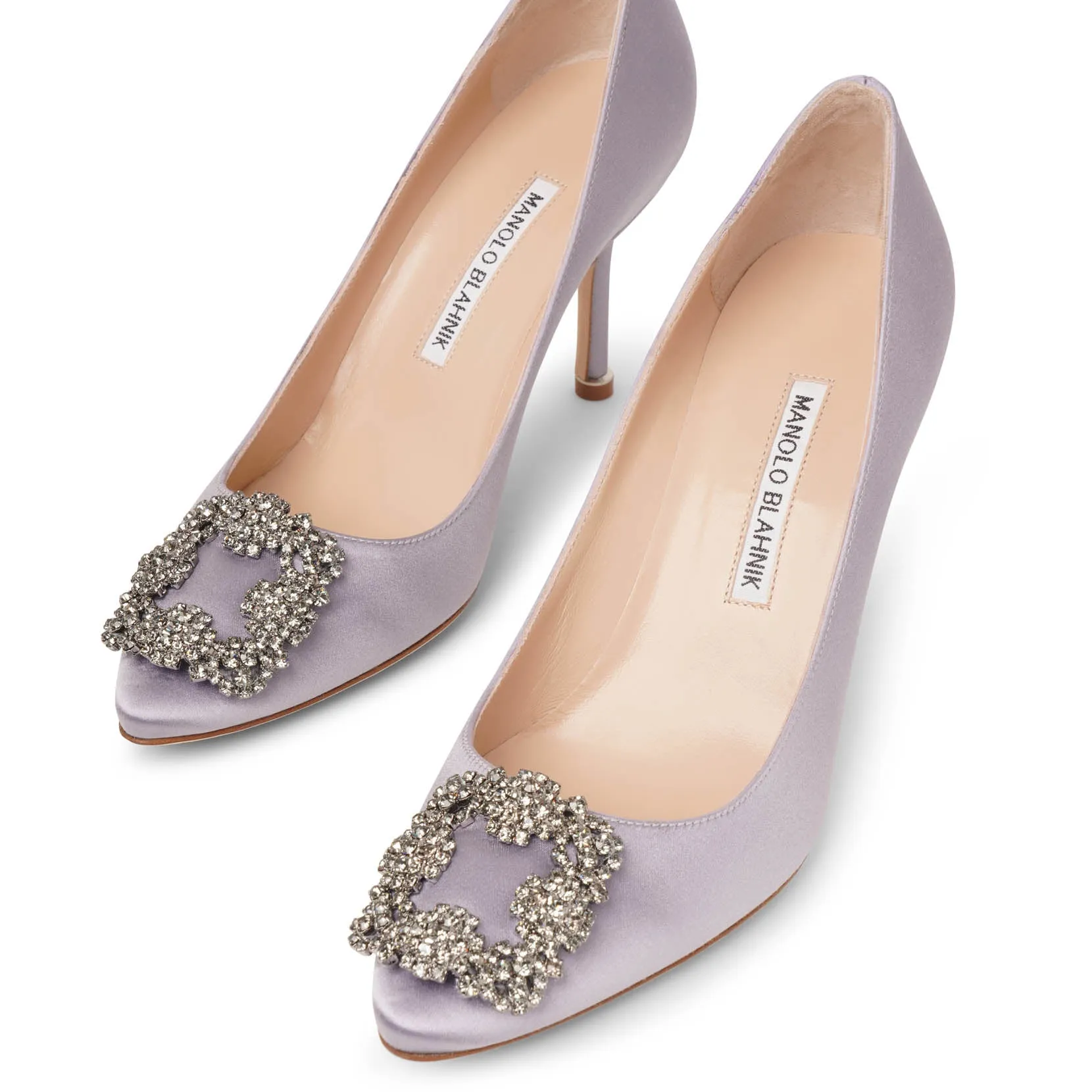 Hangisi 90 lilac satin pumps
