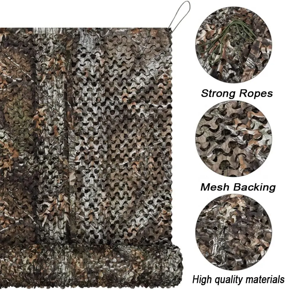 HCZION Jungle Camo Netting Desert Camouflage Net Woodland Mesh Nets 20×20ft Sport Army Shade Nets Military Camping Blinds Cover Hunting Blind Privacy Screen (Size : 3x3m(9.8x9.8ft))
