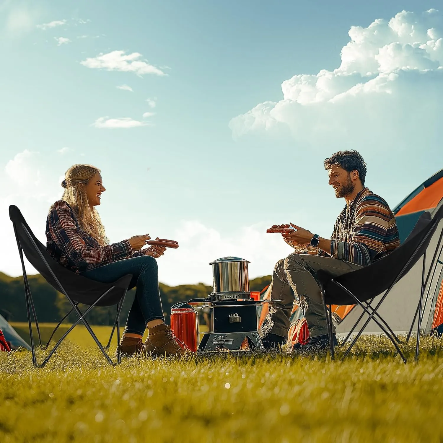 Heavy Duty Oversized Camping Chairs for Adults Up to 400 lbs, Portable Lawn Chairs Fast Setting Up, Outdoor Folding Chairs with Heavy Duty Steel Frame for Strong and Durable, Black