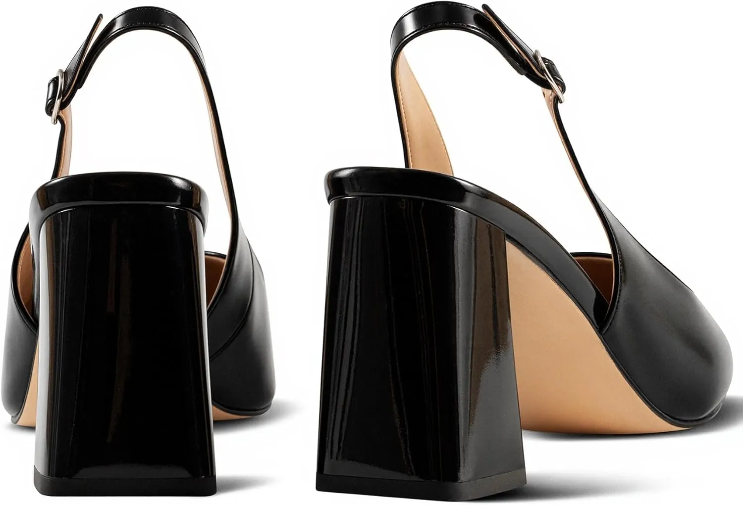 heelchic Slingback Heels for Women Block Heel Pointed Closed Toe Chunky Heel Slip on Wedding Dress Shoes Comfortable