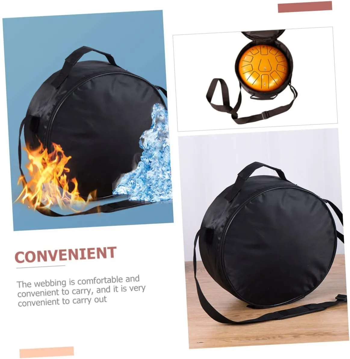 Hemoton 2pcs Percussion Instrument Bag Steel Tongue Drum Carrying Case Protective Storage Pouch