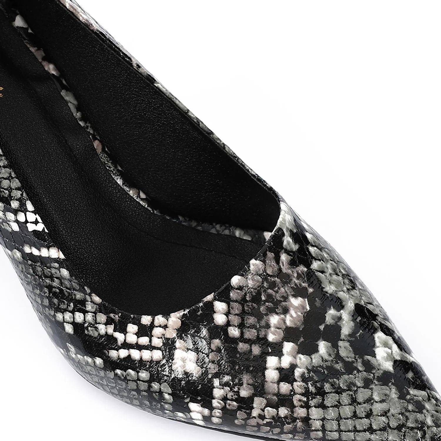 High Heel Mule Sandals – Elegant Pointed Toe, Faux Leather Texture
