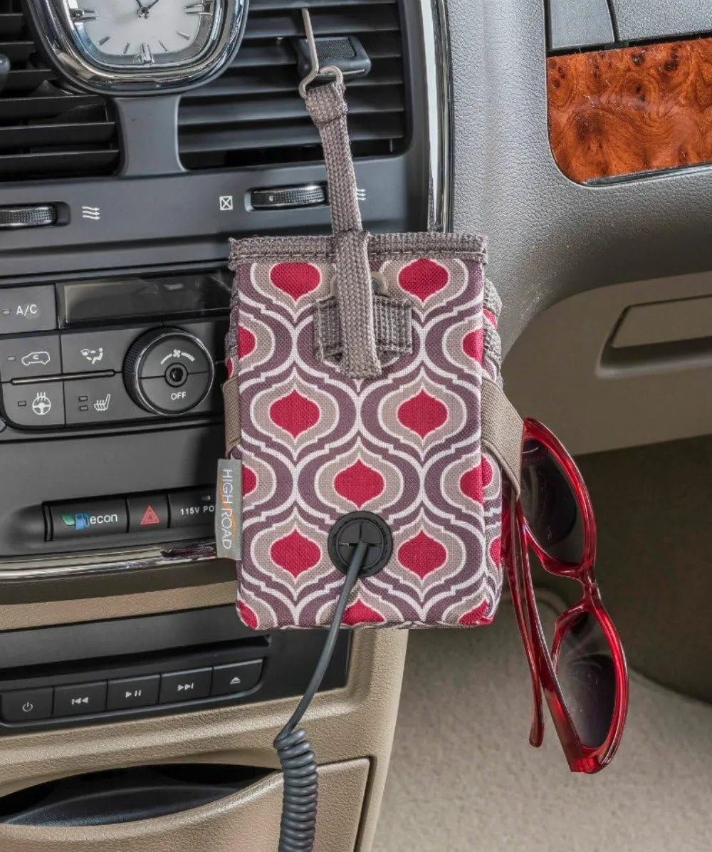 High Road DriverPockets Car Phone Holder Air Vent Pouch and Front Seat Organizer with 3 Pockets, Hanging Hooks and Charging Port