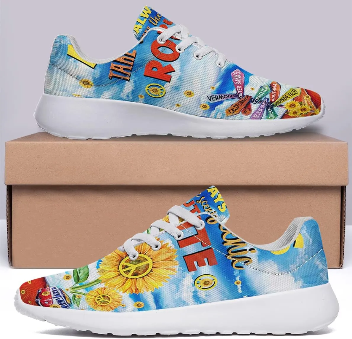 Hippie Sneakers Mens Womens Running Shoes Mesh Breathable Lightweight Tennis Walking Gym Shoes