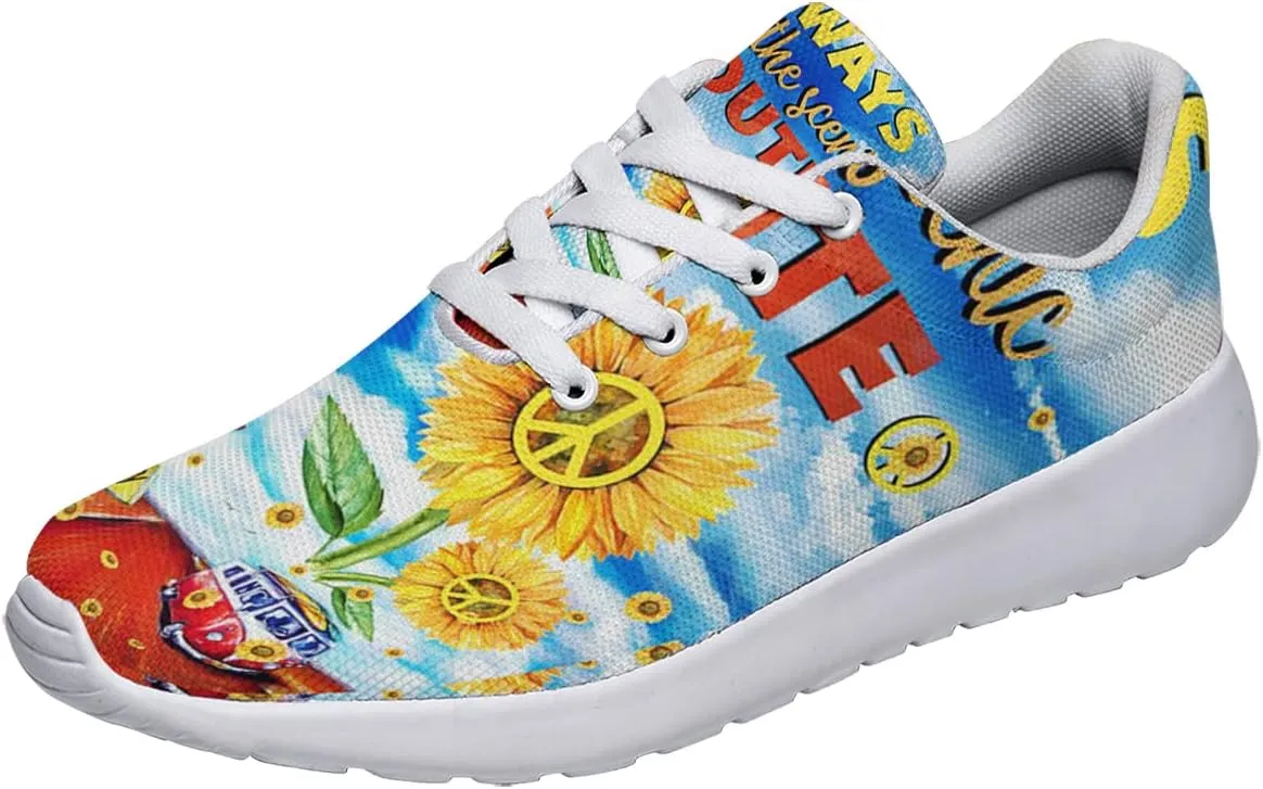 Hippie Sneakers Mens Womens Running Shoes Mesh Breathable Lightweight Tennis Walking Gym Shoes