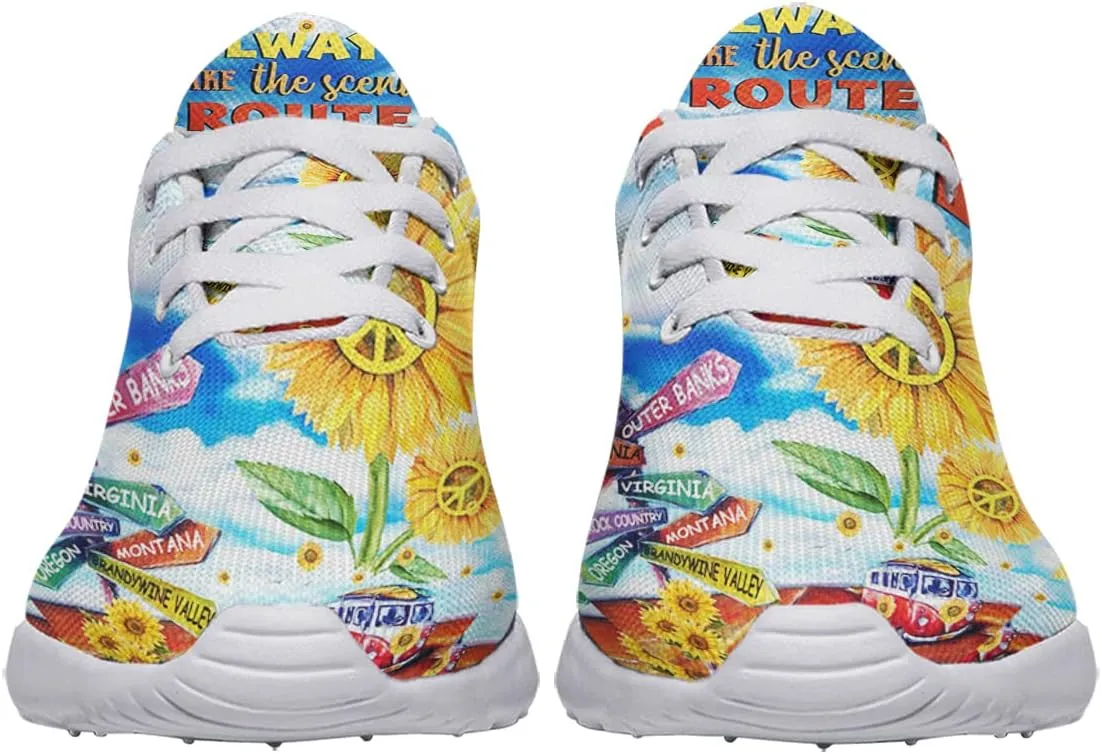 Hippie Sneakers Mens Womens Running Shoes Mesh Breathable Lightweight Tennis Walking Gym Shoes