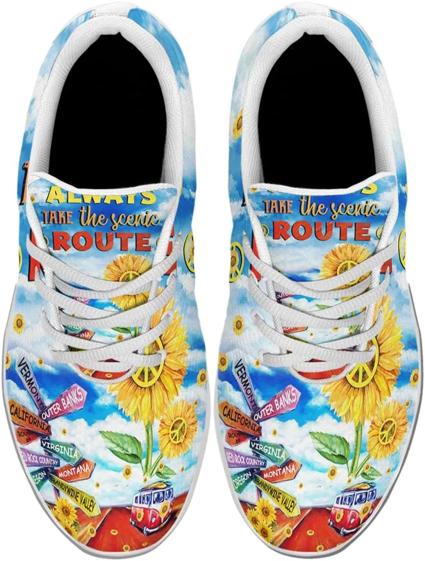 Hippie Sneakers Mens Womens Running Shoes Mesh Breathable Lightweight Tennis Walking Gym Shoes