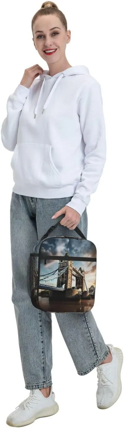 Historic Old Tower Bridge London Insulated Lunch Bag For Men Women Lunchbox Designed For Office Work Travel