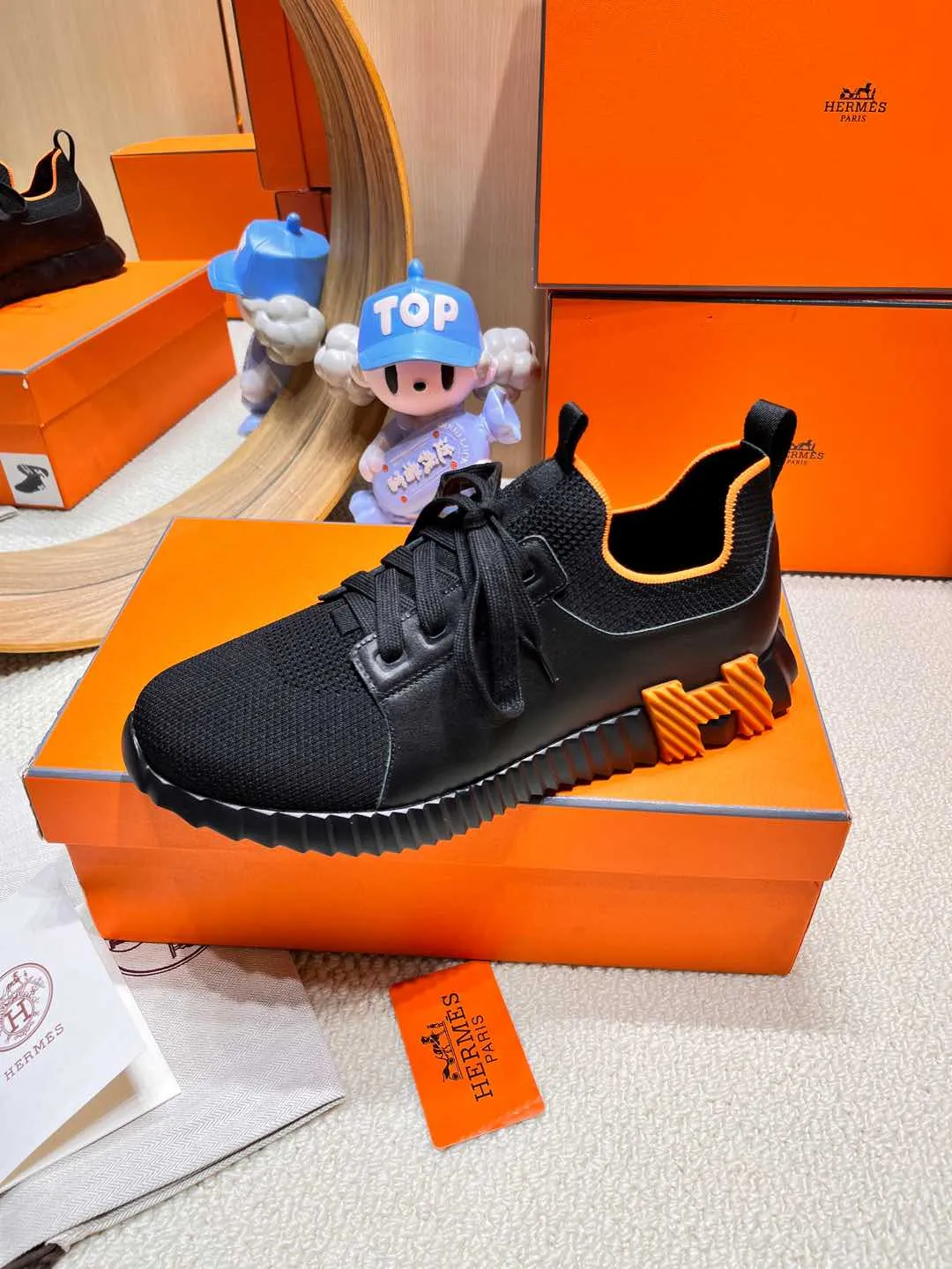 HM Depart slip-on Sneaker Black Knitted fabric and Calfskin 206275