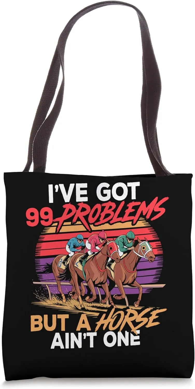 Horse Race, Equestrian Sports Derby Day Jockey Tote Bag