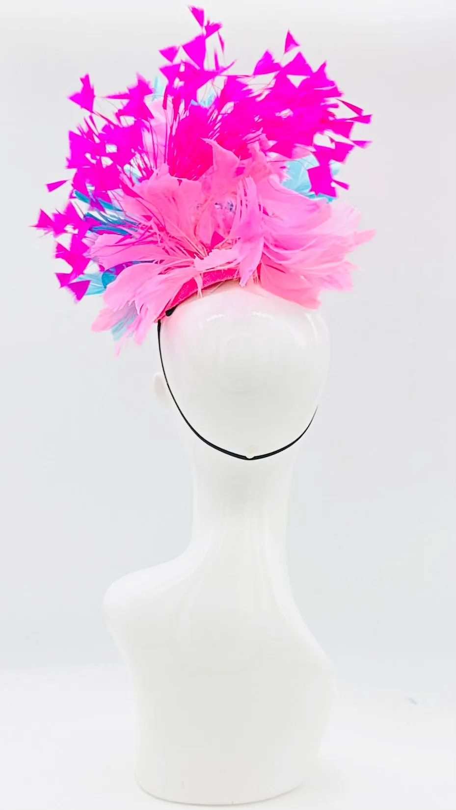 Hot pink, light pink, blue Kentucky Derby Fascinator, derby hat Kentucky Derby Hat Alternative, Floral Fascinator (GOLD LINE)