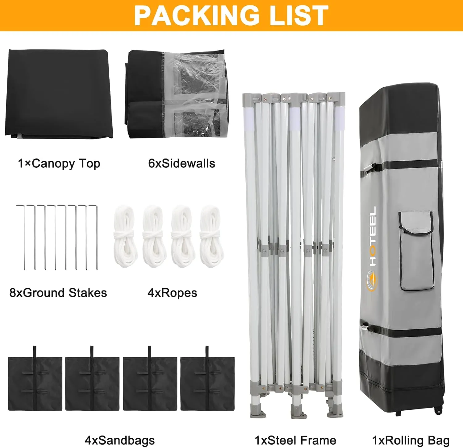 HOTEEL 10x20 Heavy Duty Pop Up Canopy Tent with Sidewalls, Commercial Outdoor Canopy Tents for Parties Event Wedding with Roller Bag, Waterproof & UV 50 , Upgraded Thickened Hexagonal Legs, Black
