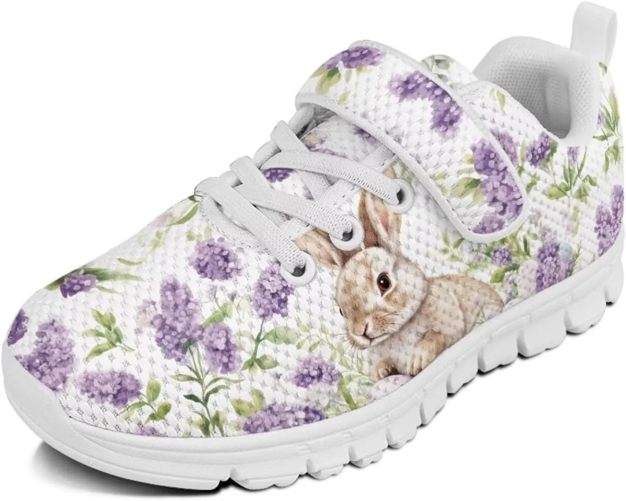 Howilath Easter Bunny Print Kids Sneakers for Boys Girls Mesh Sneakers Sports Tennis Shoes with Non-Slip Sole