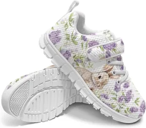 Howilath Easter Bunny Print Kids Sneakers for Boys Girls Mesh Sneakers Sports Tennis Shoes with Non-Slip Sole