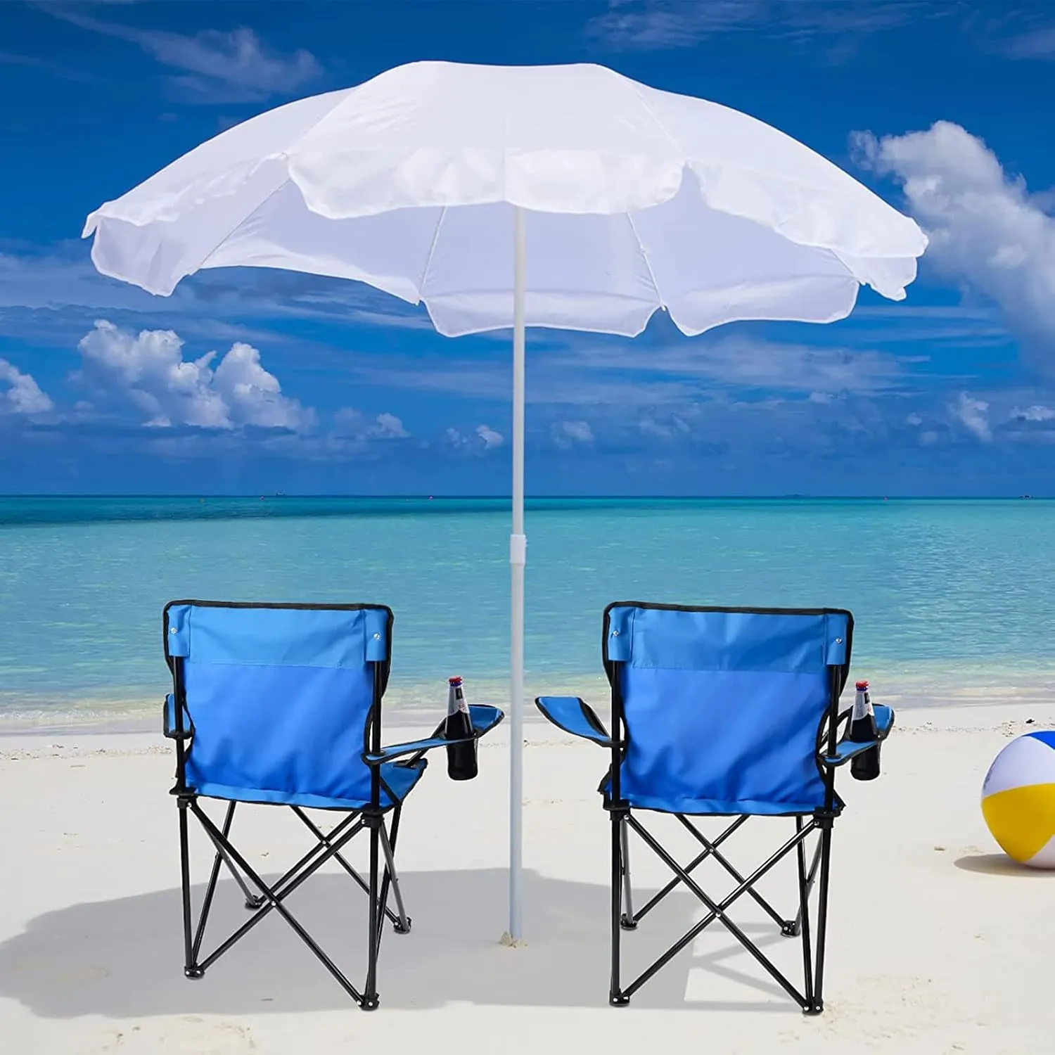 HUHJYUGE Folding Camping Chairs for Adults 2 Pack, Folding Back Chair Portable for Outdoor, Heavy Duty Lawn Folding Chair with Cup Holder, Waterproof Tearing Resistance (D)