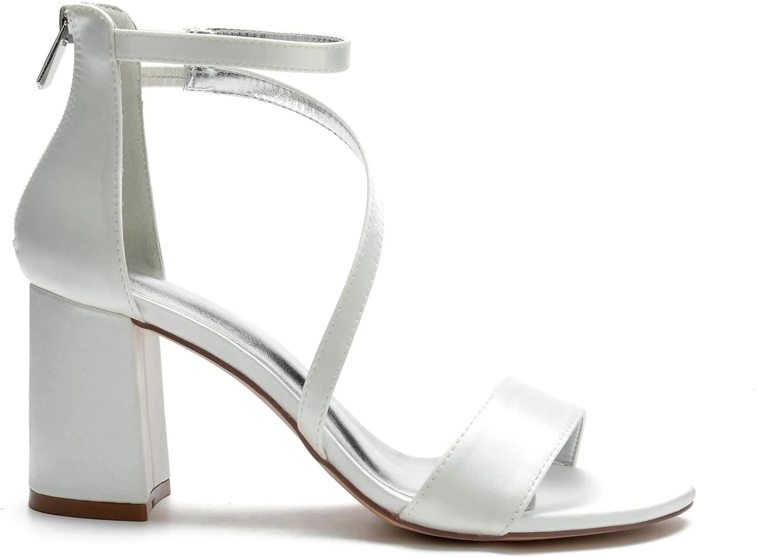 Hyinlays Women's Block Heel Pumps Dress Shoes Satin Ankle Strap Chunky Prom Wedding Pump Sandals