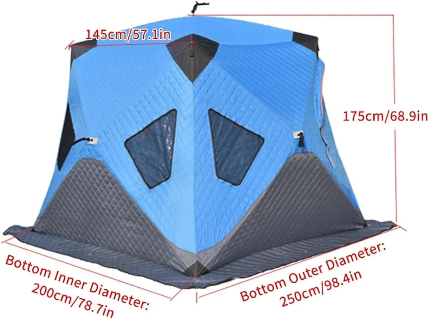 Ice Fishing Shelter, Portable Ice Fishing Shanty Large Ice Shack Windproof(Light Blue)