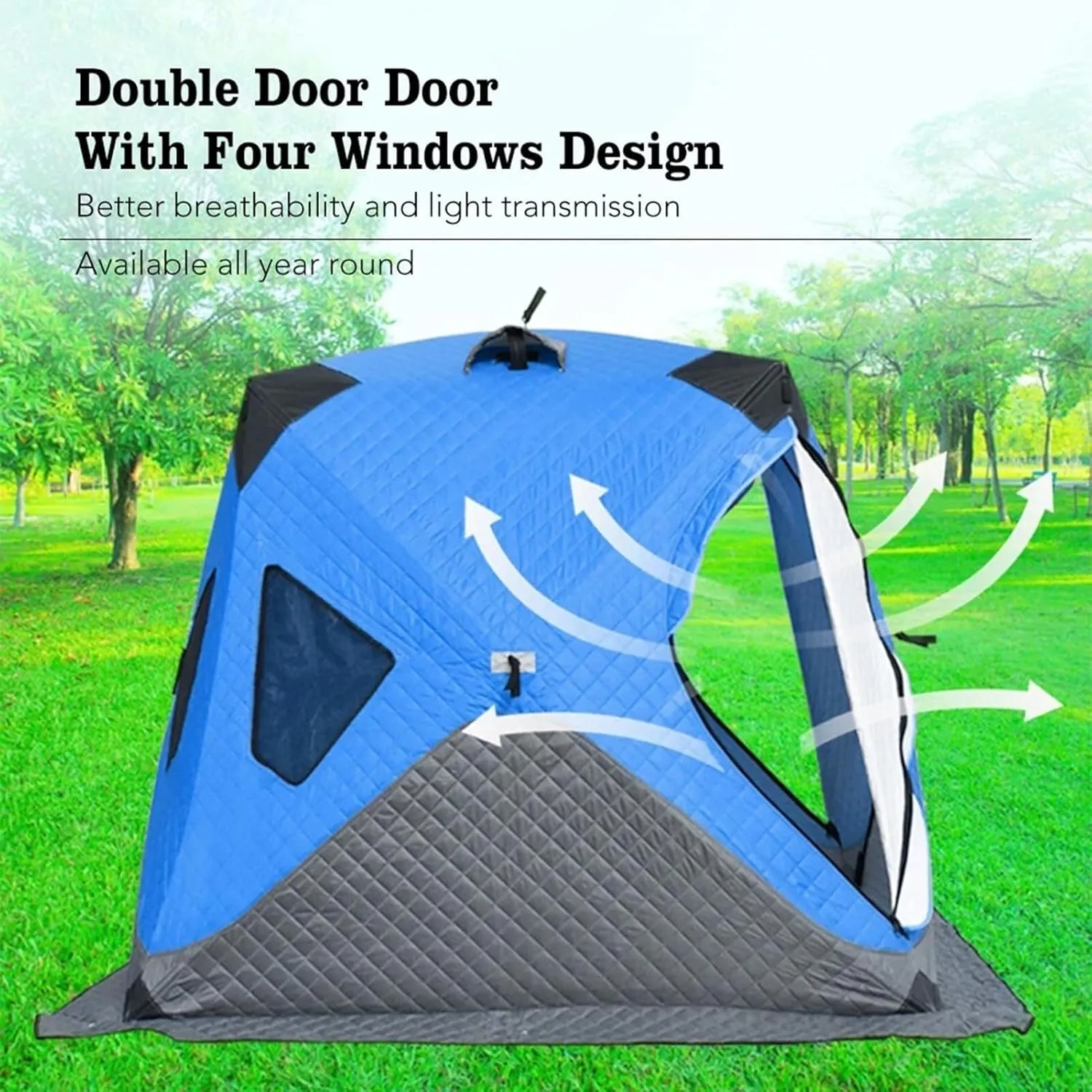Ice Fishing Shelter, Portable Ice Fishing Shanty Large Ice Shack Windproof(Light Blue)