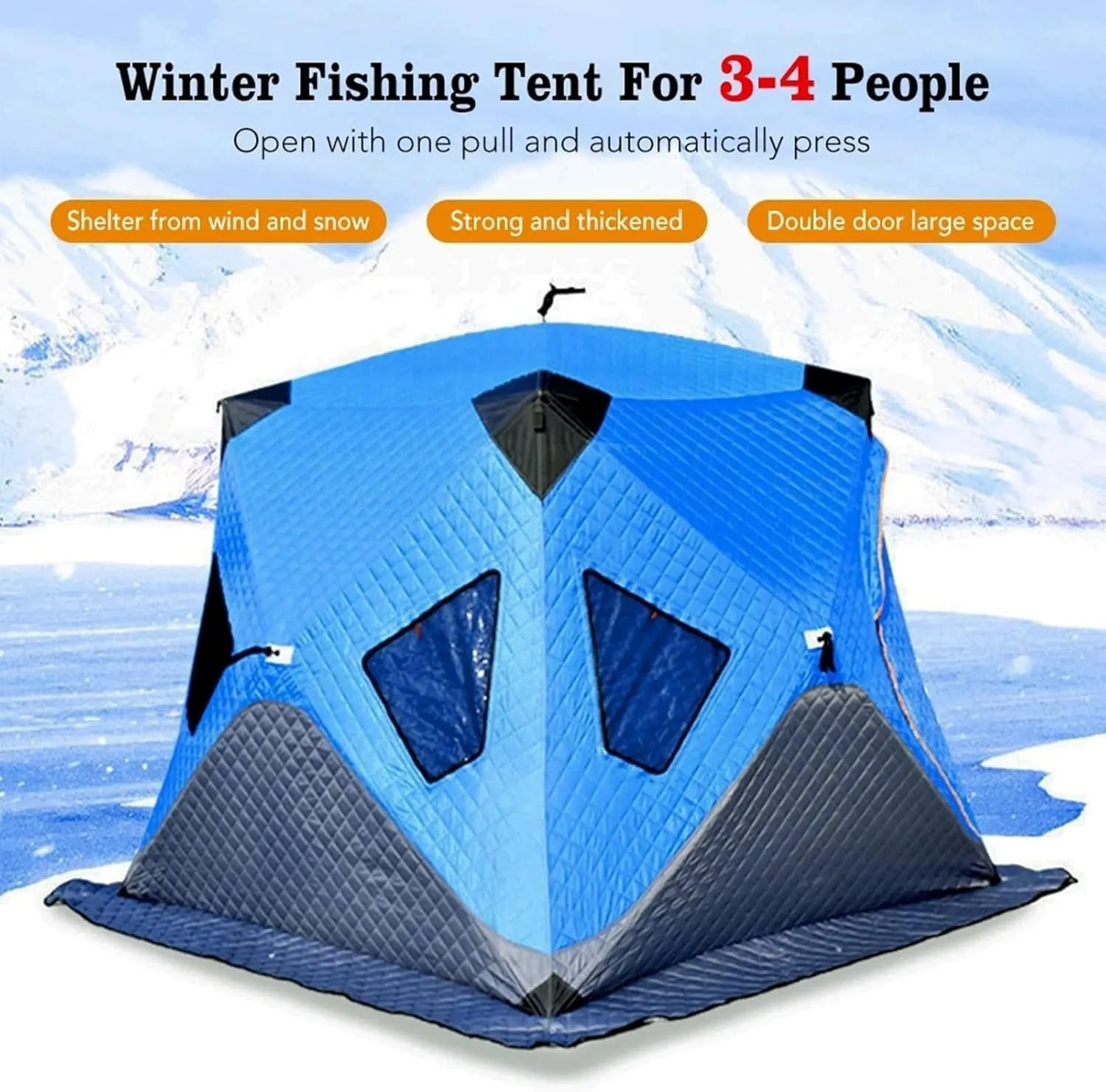 Ice Fishing Shelter, Portable Ice Fishing Shanty Large Ice Shack Windproof(Light Blue)