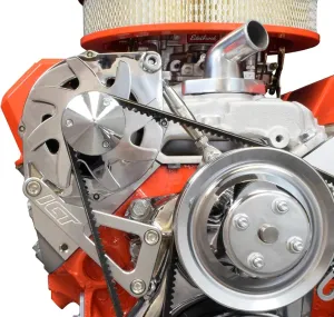 ICT Billet SBC Billet Alternator Bracket Adjustable LWP Small Block Chevy Kit 305 327 350 383 5.0L 5.7L V8 Eight Cylinder Long Water Pump Carburetor V Belt Compatible with Chevrolet 551411