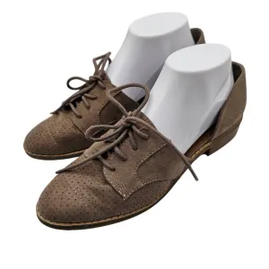 Indigo Rd Womens Sz 8 1/2 Faux Leather Slip On Oxford Shoes Taupe Brown