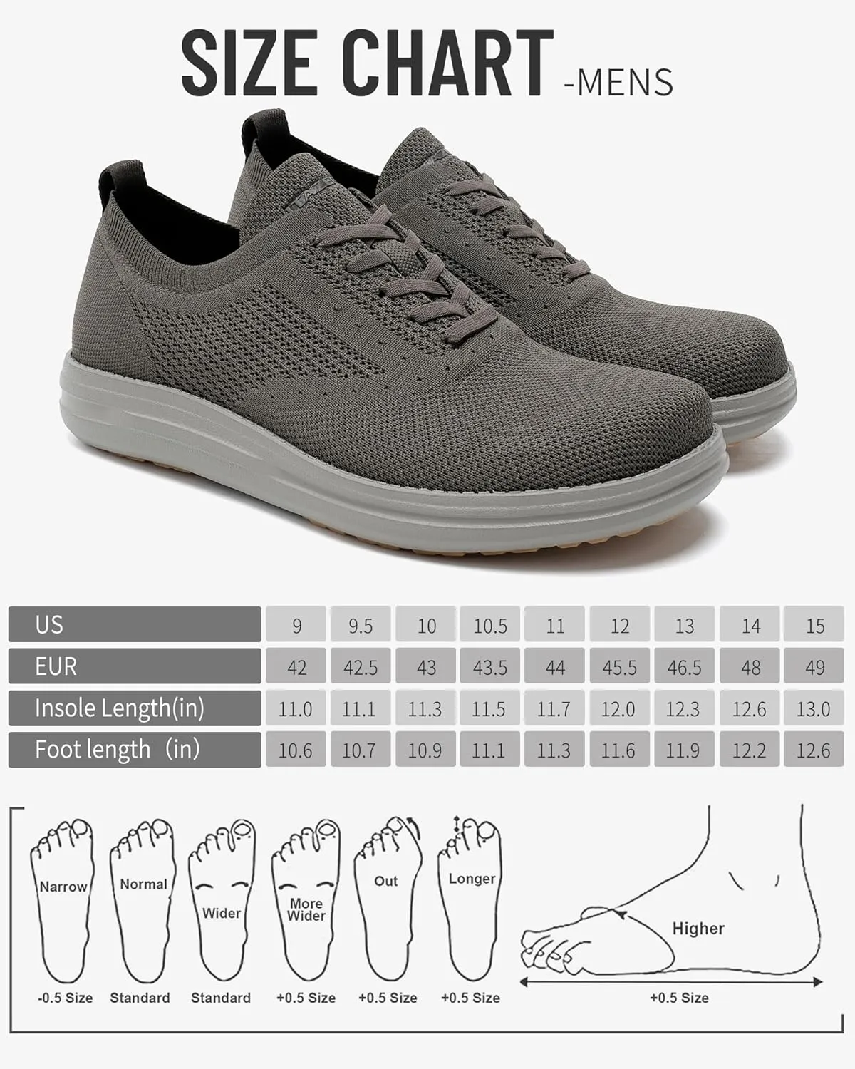 ITAZERO Men's Wide Toe Box Mesh Shoes Business Casual Wide Width Walking Shoes with Arch Support Insole for Plantar Fasciitis