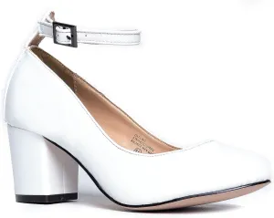 J. Adams Ankle Strap Pump Heel -Comfortable Round Toe Dress Block Shoe - Darling