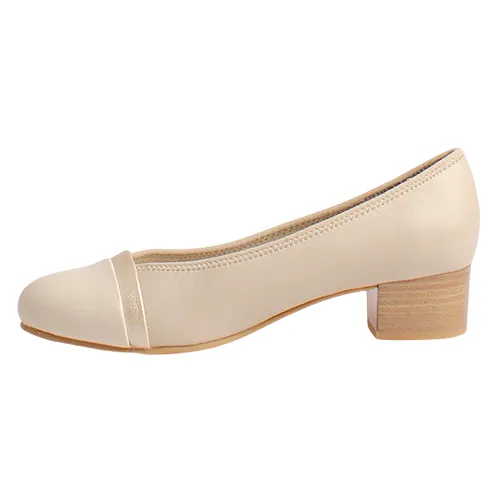 Jana Ladies Block Heeled Pumps - 22367-42 - Beige